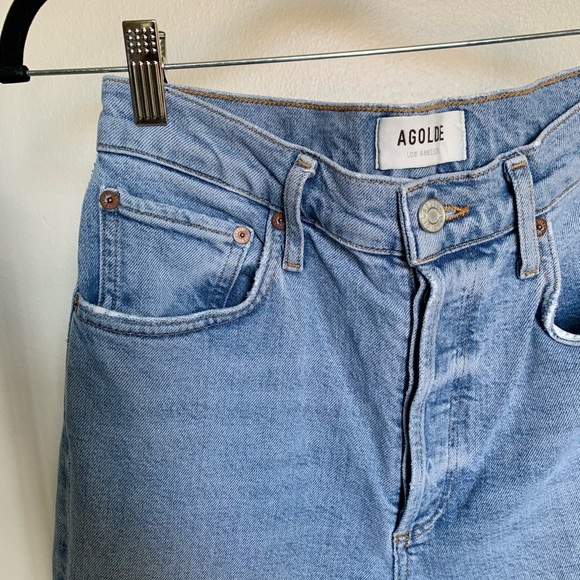 Agolde Riley High Rise Straight Leg Light Wash Jeans - Picture 7 of 11